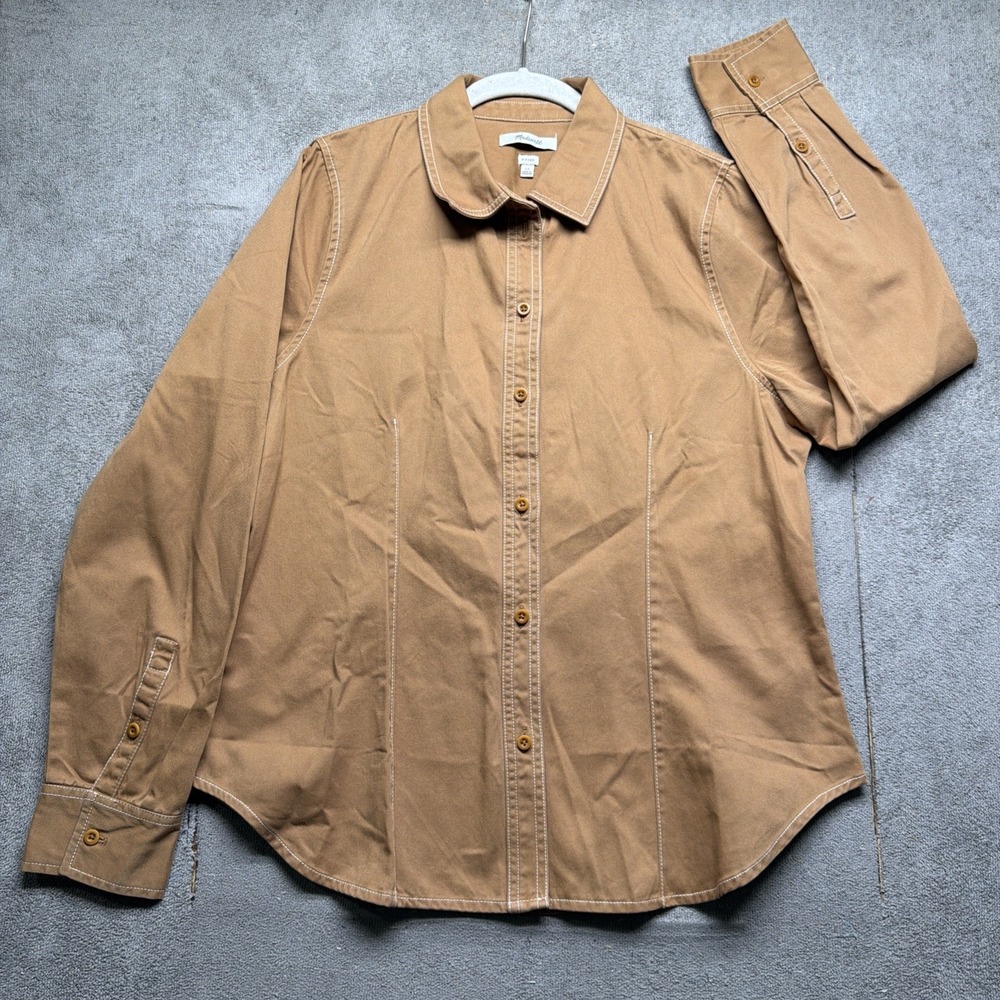 Madewell Brown Shirt Button Front Fitted Long Sleeve Women's 12
